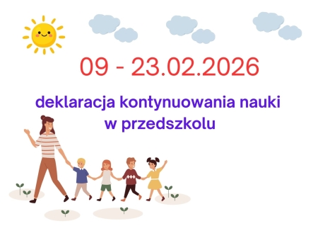 Informacja dla Rodziców dzieci kontynuujących naukę w przedszkolu w roku 2026/2027